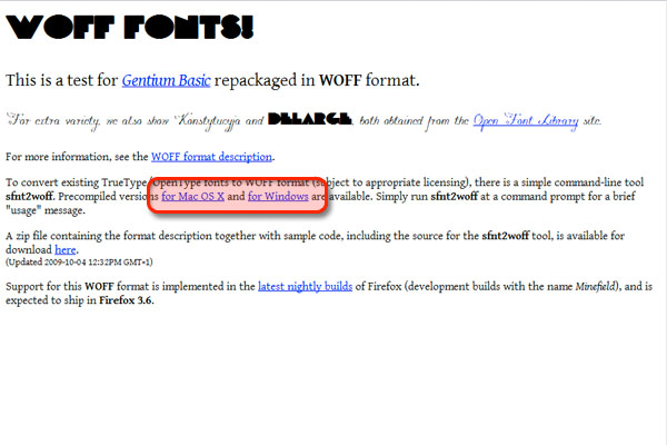 sfnt2woffのダウンロードサイト