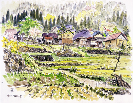 淡彩紀行 風景スケッチ 淡彩スケッチ 花城康雄